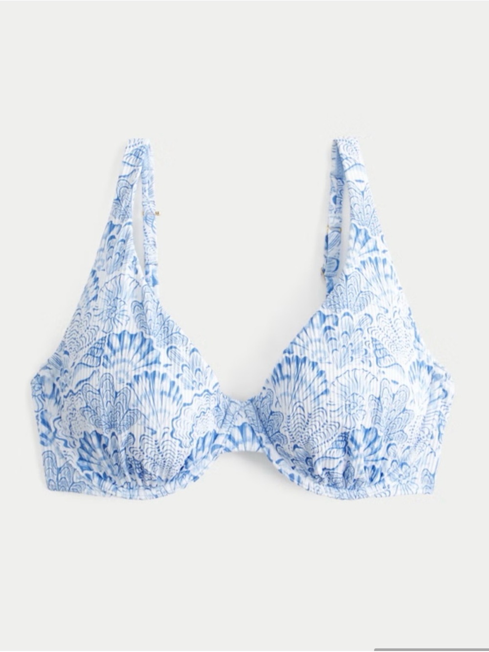 Hollister Blue and White Printed Underwire Bikini Top